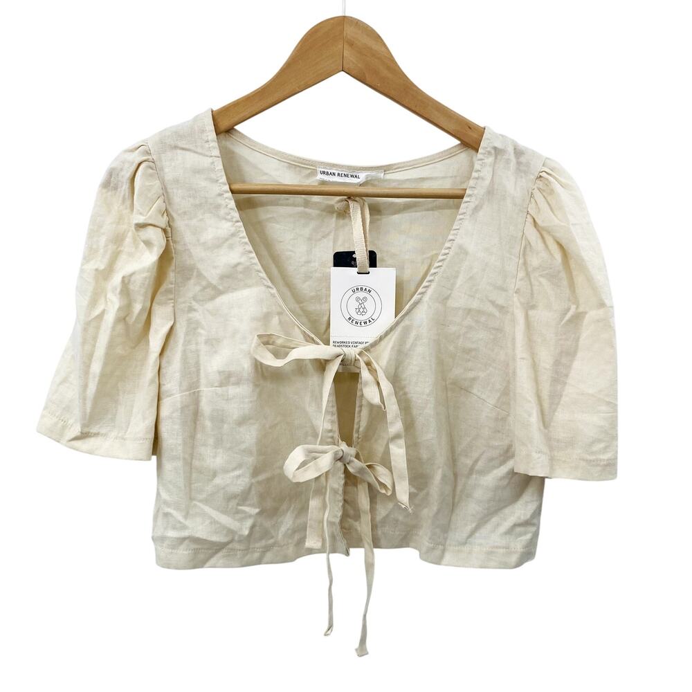 Urban Renewal Linen Blend Tie Front Blouse - Picture 3 of 8